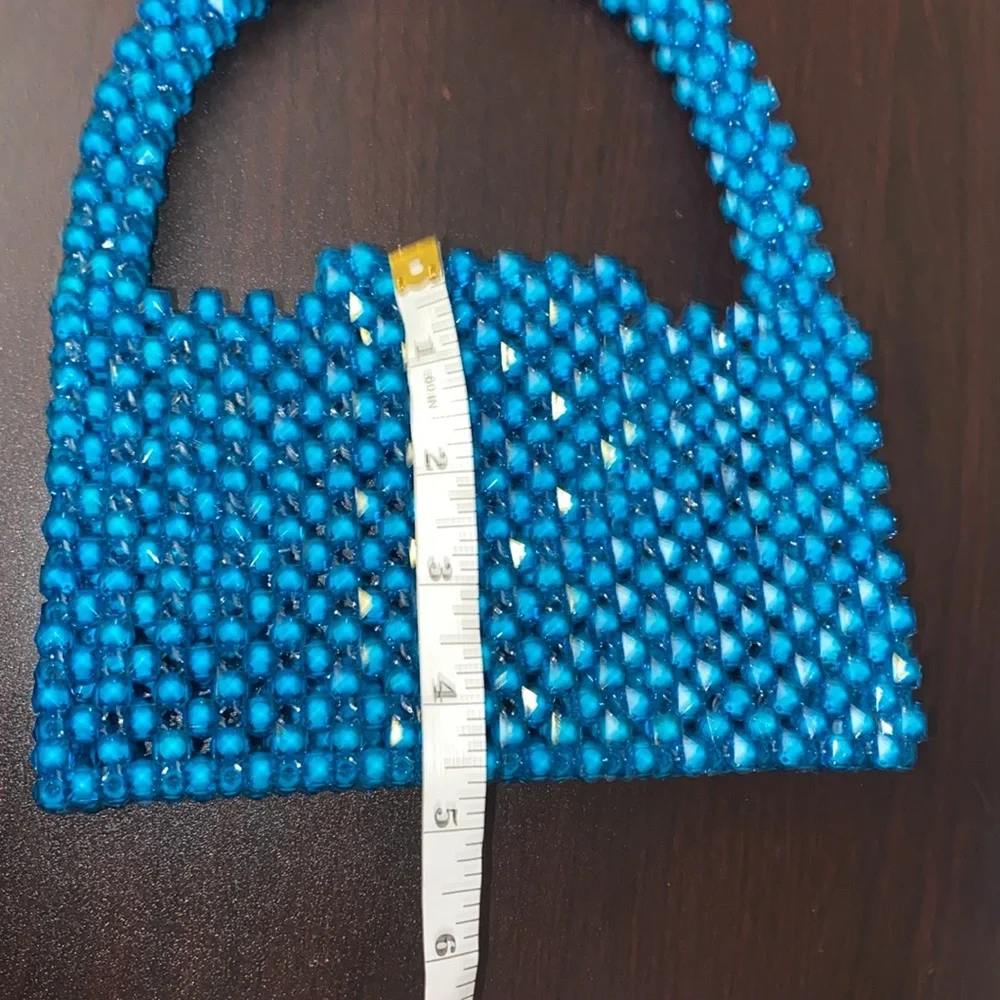 Women's Clutch Elegant Blue Beaded Handbag sparkly beaded Blue Purse